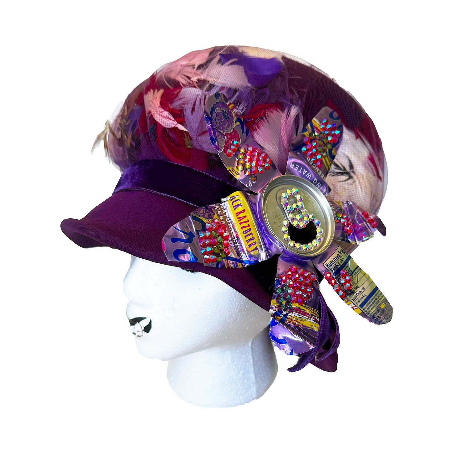 Blackberry Feather Hat with Can Clip