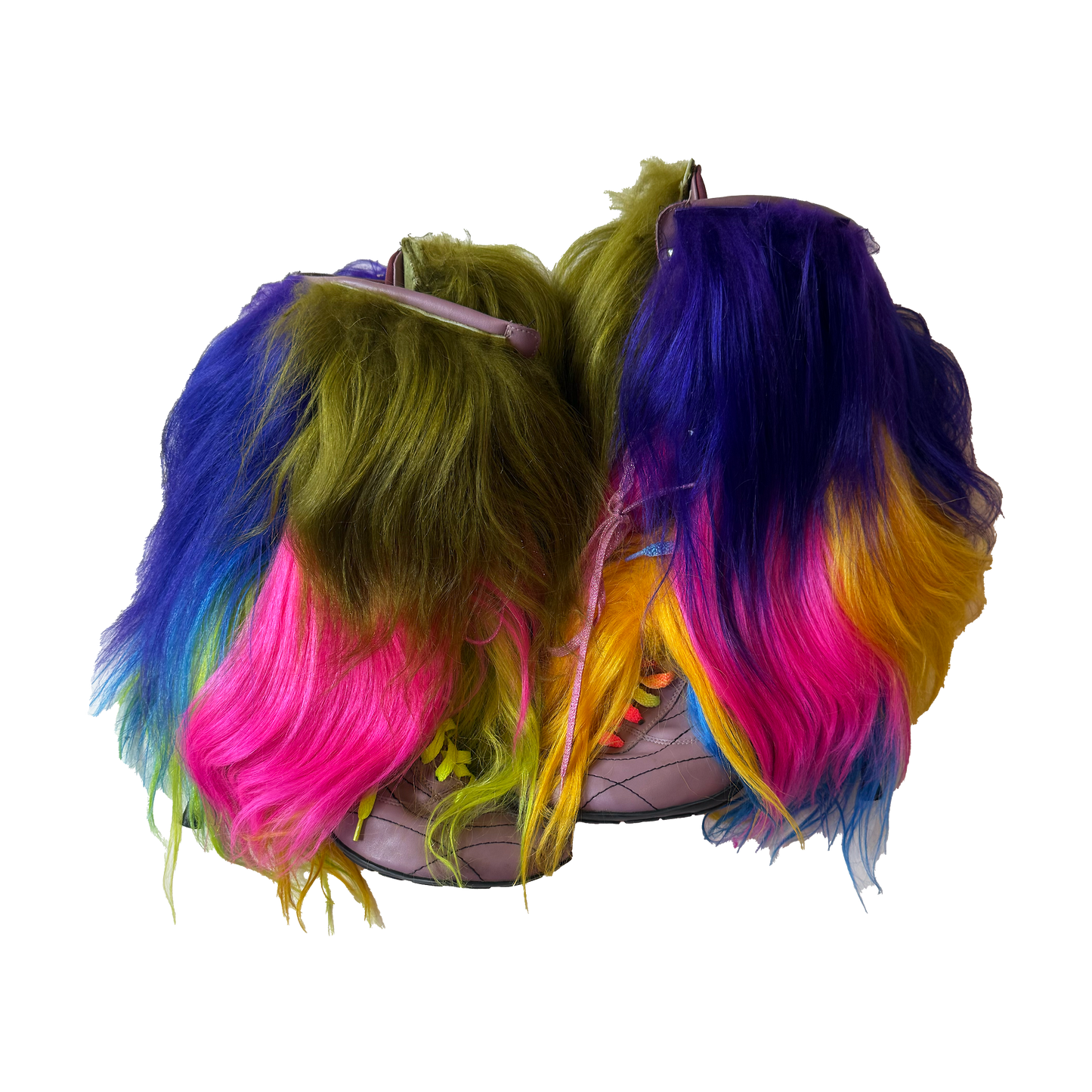 Neon Forrest Goat Fur Boot Heels