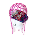 Raspberry Beaded Cap with Can Clip