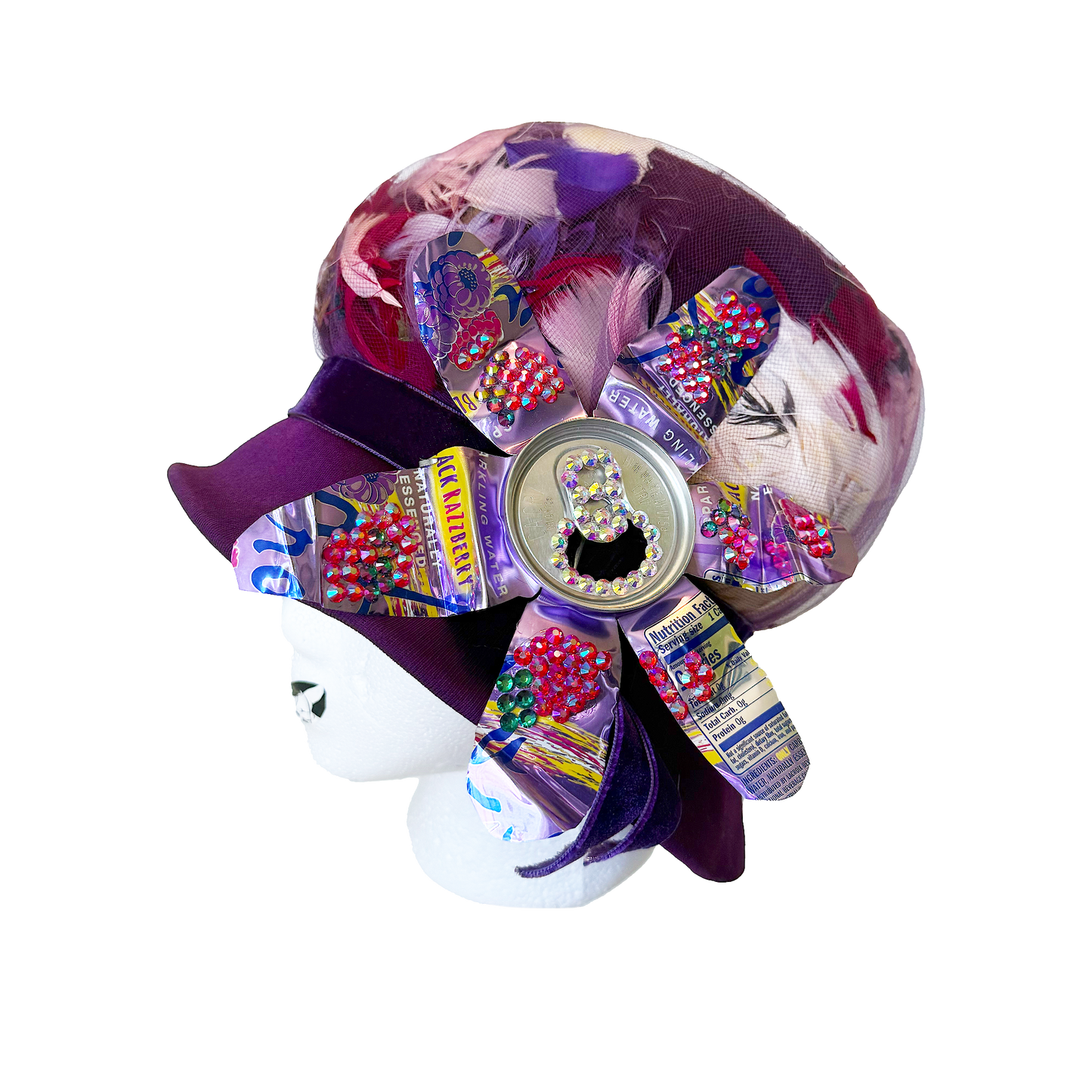 Blackberry Feather Hat with Can Clip