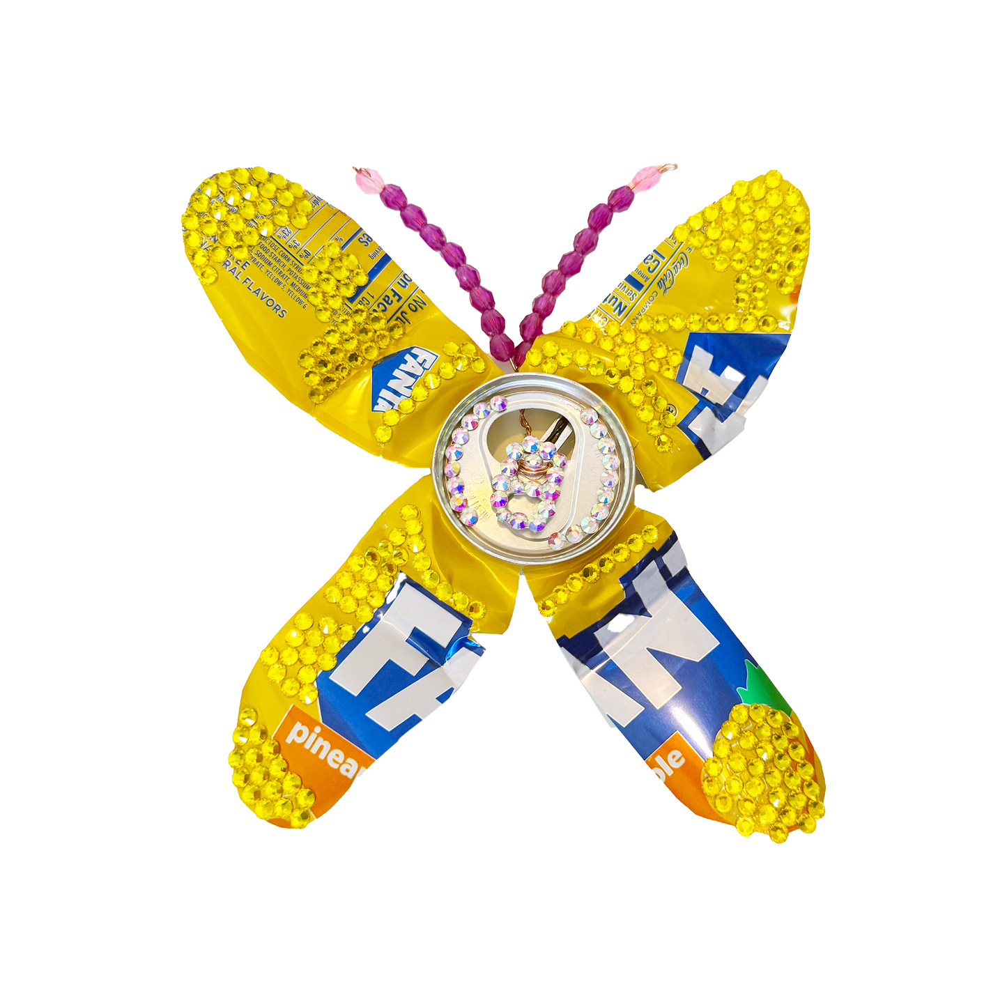 Pineapple Butterfly Crystal Can Clip