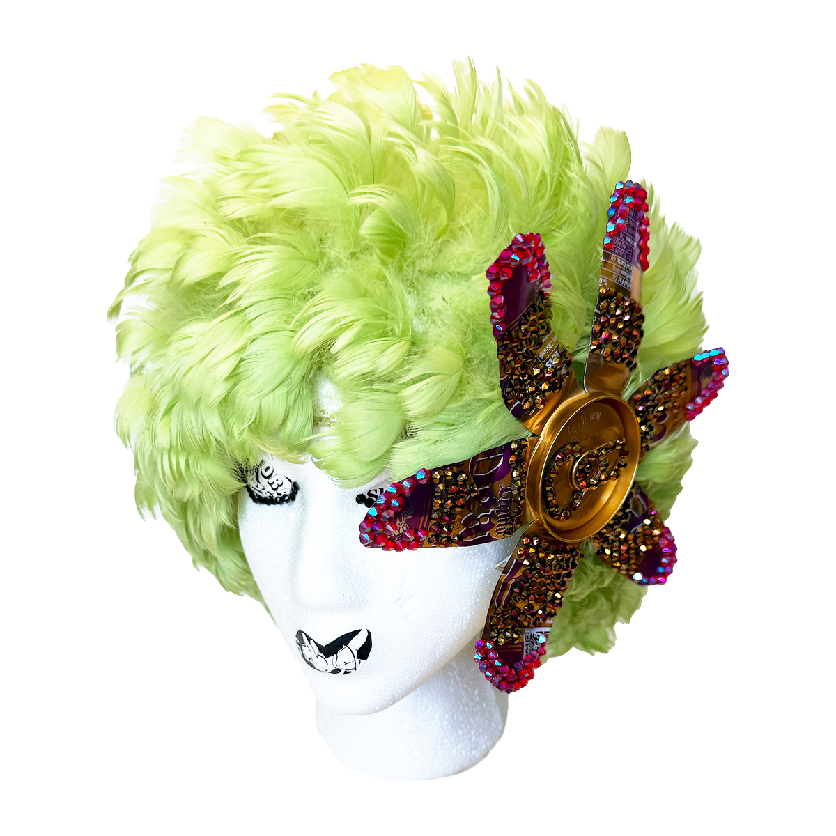 Lime Feather Cap with Can Clip