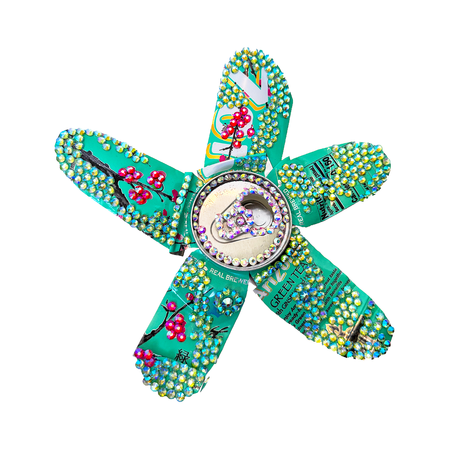Mint Flower Crystal Can Clip
