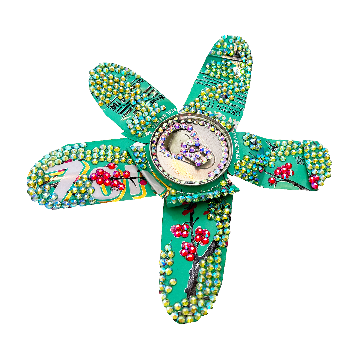 Mint Flower Crystal Can Clip
