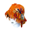 Orange Cream Feather Hat with Can Clip