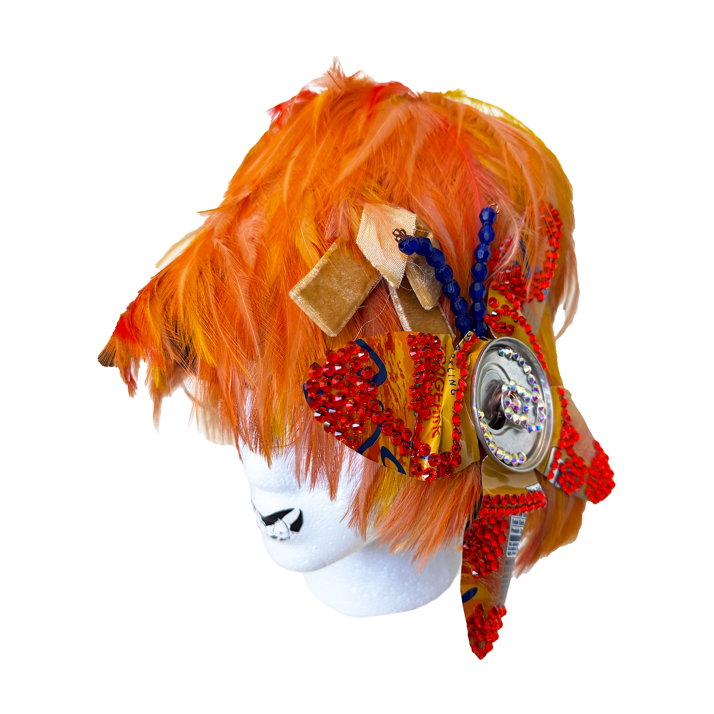 Orange Cream Feather Hat with Can Clip