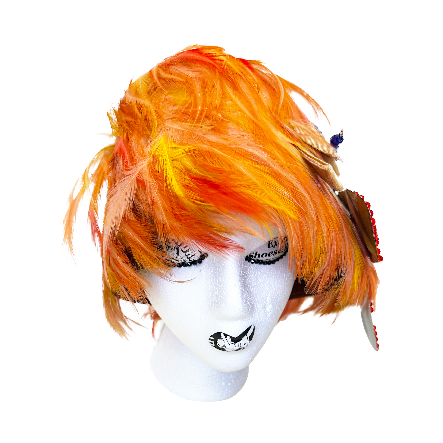 Orange Cream Feather Hat with Can Clip