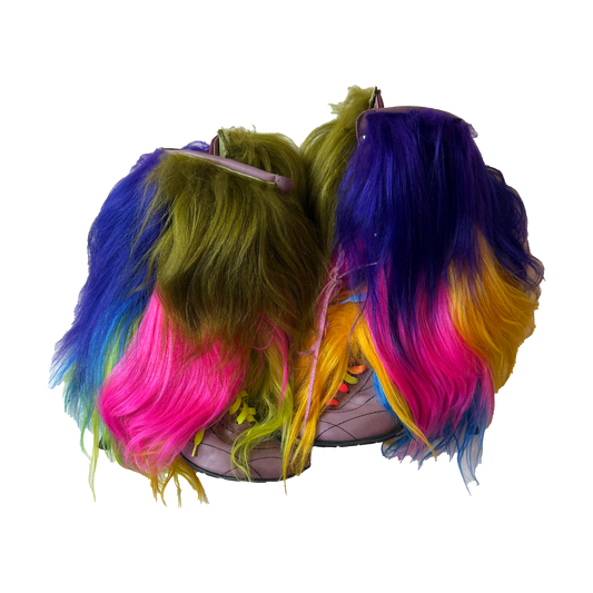 Neon Forrest Goat Fur Boot Heels