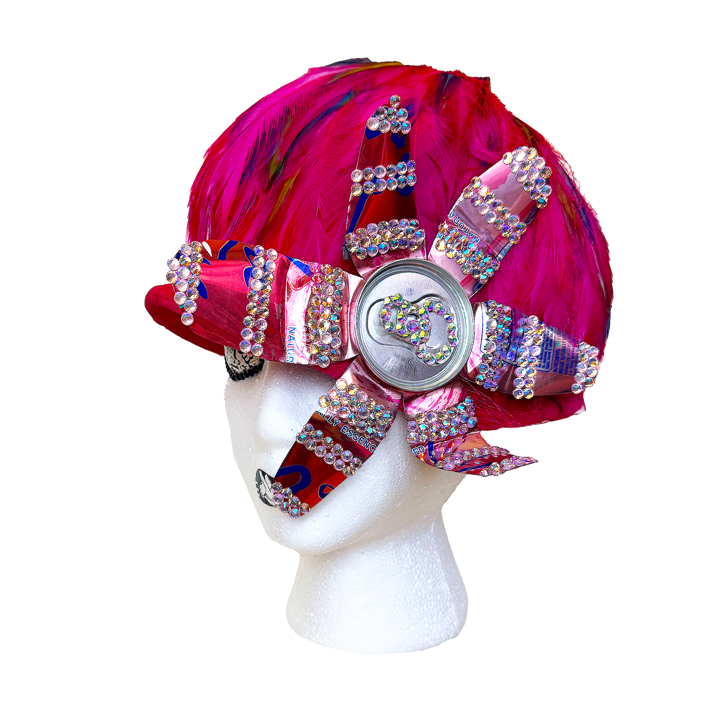 Hibiscus Feather Hat with Can Clip