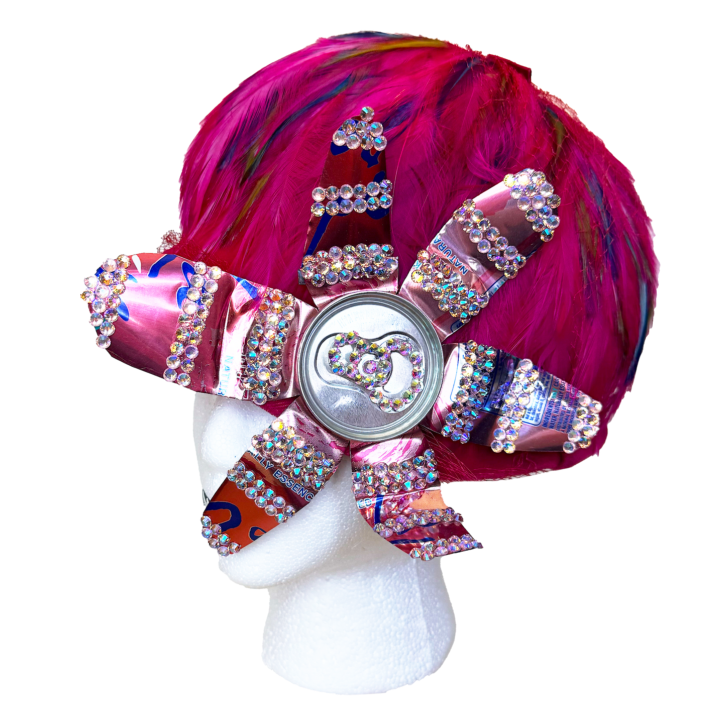 Hibiscus Feather Hat with Can Clip