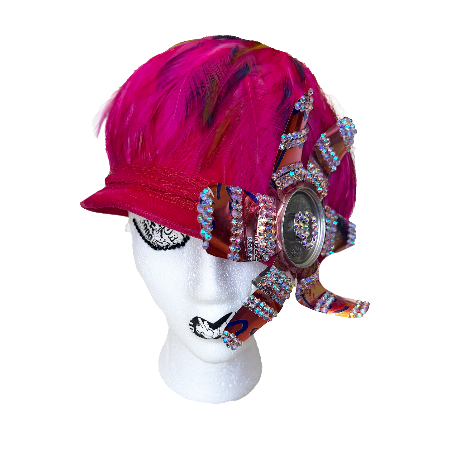 Hibiscus Feather Hat with Can Clip